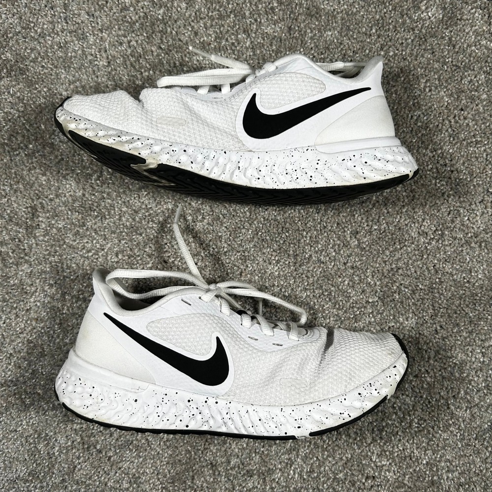 Nike Revolution 5 White Black Speckled Running Shoes DJ6009-100 Womens 8 - Picture 5 of 8